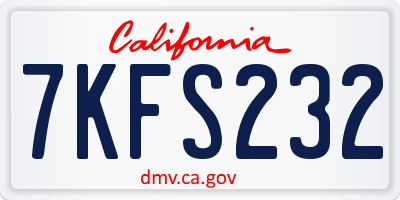 CA license plate 7KFS232