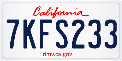 CA license plate 7KFS233