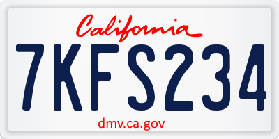 CA license plate 7KFS234