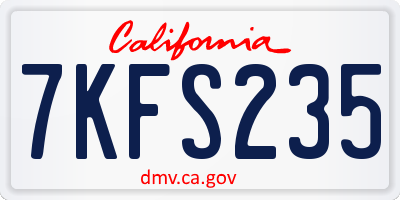 CA license plate 7KFS235