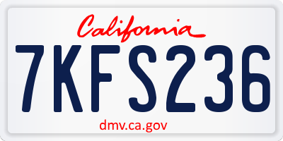 CA license plate 7KFS236