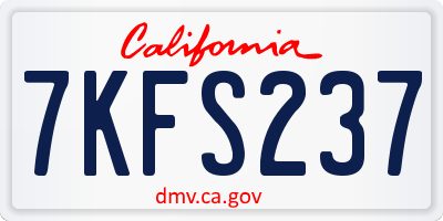 CA license plate 7KFS237