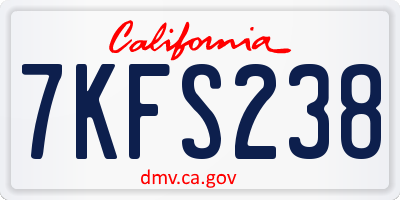 CA license plate 7KFS238