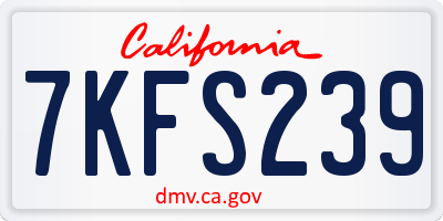 CA license plate 7KFS239