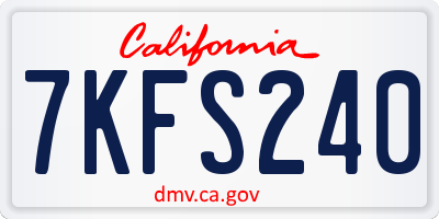 CA license plate 7KFS240