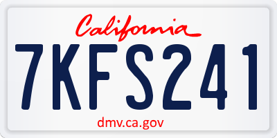 CA license plate 7KFS241