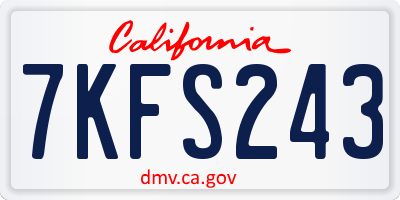 CA license plate 7KFS243