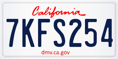 CA license plate 7KFS254