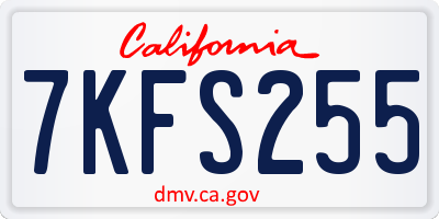 CA license plate 7KFS255