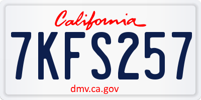 CA license plate 7KFS257
