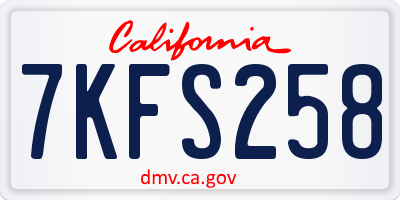 CA license plate 7KFS258
