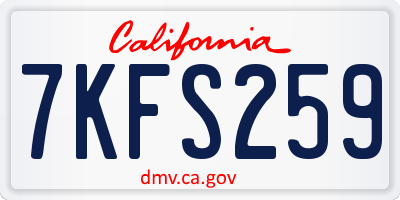 CA license plate 7KFS259