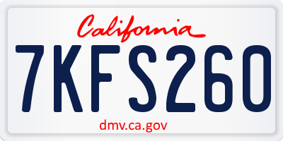 CA license plate 7KFS260