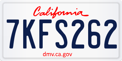 CA license plate 7KFS262