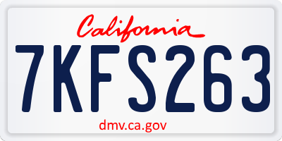 CA license plate 7KFS263