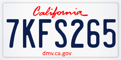 CA license plate 7KFS265