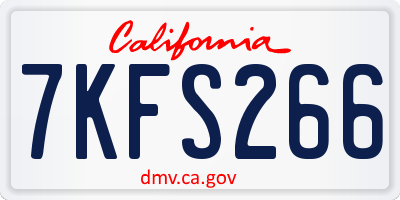 CA license plate 7KFS266