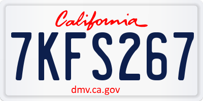 CA license plate 7KFS267