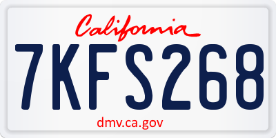CA license plate 7KFS268