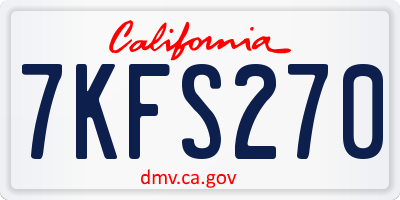 CA license plate 7KFS270