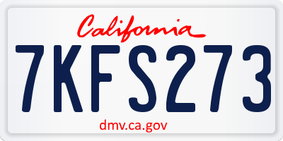 CA license plate 7KFS273