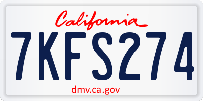 CA license plate 7KFS274