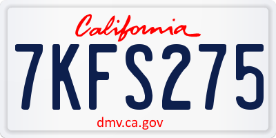 CA license plate 7KFS275