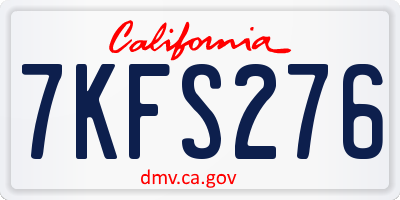 CA license plate 7KFS276
