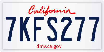 CA license plate 7KFS277