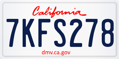 CA license plate 7KFS278