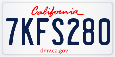 CA license plate 7KFS280