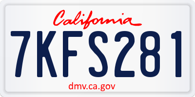 CA license plate 7KFS281
