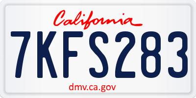 CA license plate 7KFS283