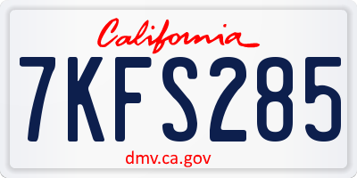 CA license plate 7KFS285