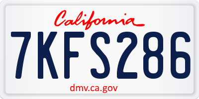 CA license plate 7KFS286