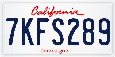 CA license plate 7KFS289