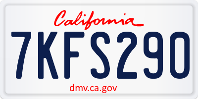 CA license plate 7KFS290