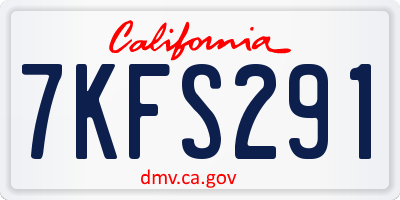 CA license plate 7KFS291