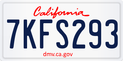 CA license plate 7KFS293