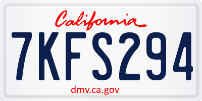 CA license plate 7KFS294