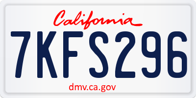 CA license plate 7KFS296