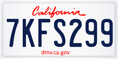 CA license plate 7KFS299