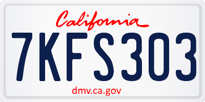 CA license plate 7KFS303