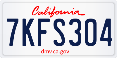 CA license plate 7KFS304