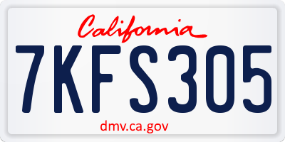 CA license plate 7KFS305