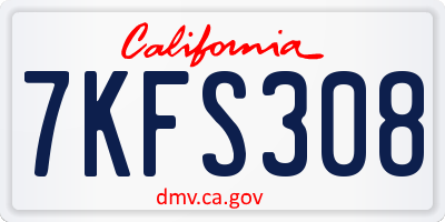 CA license plate 7KFS308