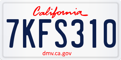 CA license plate 7KFS310