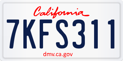 CA license plate 7KFS311
