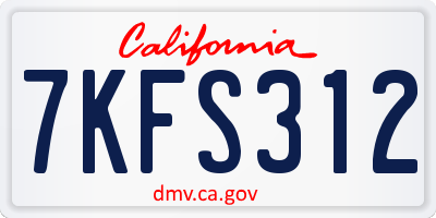 CA license plate 7KFS312