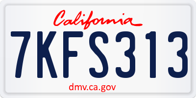 CA license plate 7KFS313